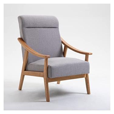 Imagem de UISLA Braço para sala de estar, armação de madeira moderna de meados do século para sala de estar, confortável para quarto, moldura de madeira acolchoada lateral fácil de montar