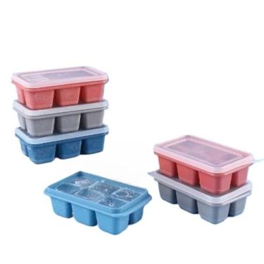 Imagem de Forma De Gelo Retangular De Silicone Com Seis Grades E Tampa(6 PCS)