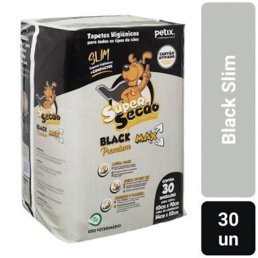 Imagem de Tapete Higiênico Super Secão Black Slim para Cães Petix 30 Unidades