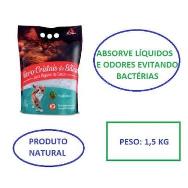 Imagem de Kit com 2 areias higienica silica premium para gatos  1,5 kg, fina , g