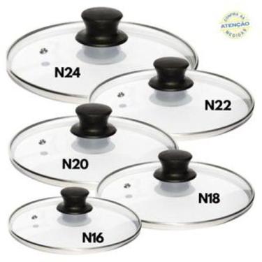 Imagem de Jogo De Tampa De Vidro Para Panelas E Frigideiras Número 16 cm ao 24 c