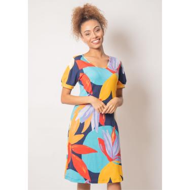 Imagem de Vestido Estampado Azul Marinho e Lilás | Pau a Pique