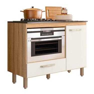 Imagem de Balcão Cozinha Para Cooktop 105cm Com 1 Porta E 1 Gaveta Freijo-off White Freijo-off White