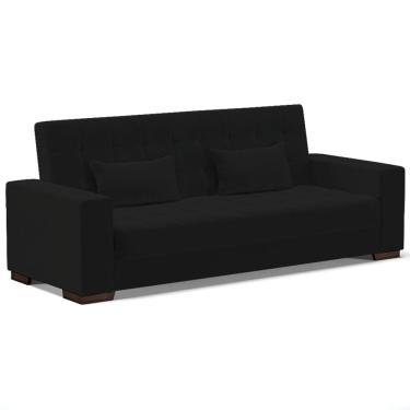 Imagem de Sofá Cama Decorativo 210cm Beesley Linho Preto - Gran Belo