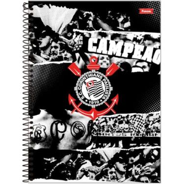 Imagem de Kit de Cadernos, Foroni, 1 Matéria, Capa Dura, Corinthians, 80 Folhas, Pacote com 5