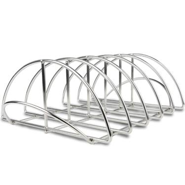 Imagem de DOLAMOTY Rack de costela de churrasco para defumador e churrasqueira, rack de aço inoxidável para defumar ovos verdes grandes e grelhar para fumar Kamado Joe, para defumador de carvão de 45,7 cm ou