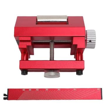 Imagem de Fafeicy Gabarito de Afiação, ângulo de Guia Fixo para Cinzéis de Madeira, Aviões, Ferramentas de Corte de Cozinha Com Liga de Alumínio, Portátil Leve de 4,1 pol. para Pedras de água e (Vermelho)