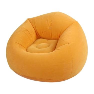 Imagem de Sanpyl Espreguiçadeira Inflável, Pvc Reunindo sofá único Inflável Portátil Dobrável Ergonômico, para Quarto, Sala de Estar, Escritório, Acampamento Ao Ar Livre (Amarelo brilhante)