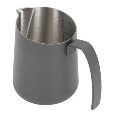 Imagem de Jarra de espuma de leite, jarra de café com latte, jarra artística premium de aço inoxidável 304, bico inclinado, copo de creme com balança para uso em cafés, cozinha, barista (500 ml, preto)
