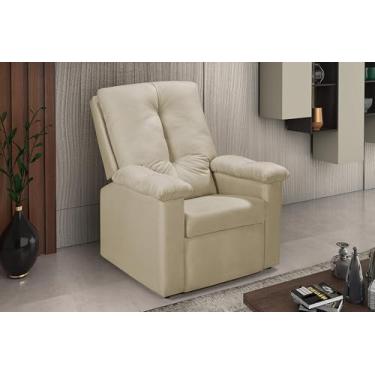 Imagem de Poltrona Reclinável Lisboa Revestida em Suede Veludo Confort 3 Posições com Apoio para os Pés (AREIA)