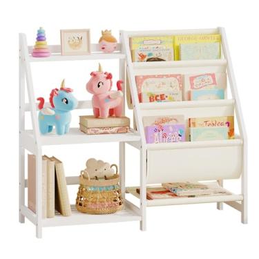 Imagem de BAMBANG Estante infantil e armazenamento de brinquedos, prateleira de livros infantis de 3 níveis, estante Montessori para berçário, quarto, sala de jogos, organizador de armazenamento de brinquedos