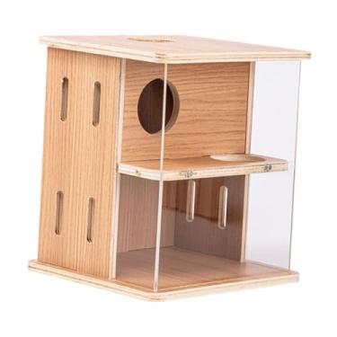 Imagem de Bothyi Esconderijo de Casa de Hamster de Madeira, Brinquedo de 2 Camadas, Esconderijo para Hamster Anão
