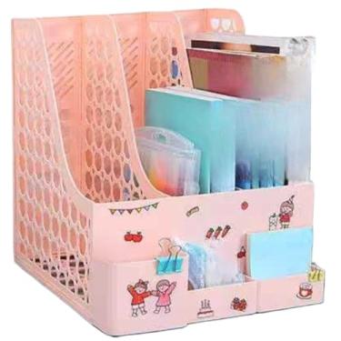 Imagem de Porta Livros e Organizador - Acabe com a Bagunça em Estantes e Mesas, Suporte para Separar Livros, Cadernos e Documentos com Estilo(2,(ORGRQ2023) ROSA)