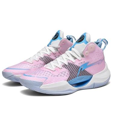 Imagem de Novetra Tênis de basquete esportivo masculino cano alto, antiderrapante e com absorção choque, malha respirável cadarços leves(Pink,35 BR)