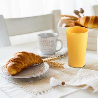 Imagem de 1 copo reutilizável, copo de plástico, para casa e acampamento, copo de água com palha, para bebida, água, chá, suco e leite, pode ser lavado na lava-louças (amarelo)