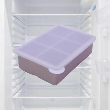 Imagem de Bandejas de silicone para cubos de gelo – moldes de tamanho grande com tampa removível à prova de vazamento quadrada para coquetéis, uísque, empilháveis