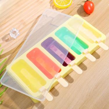Imagem de 1 peça de moldes de picolé de silicone com 5 grades com bandeja para fazer sorvete em bastão para casa molde de cubo de gelo faça você mesmo 23,4 * 10,7 * 2,5 cm