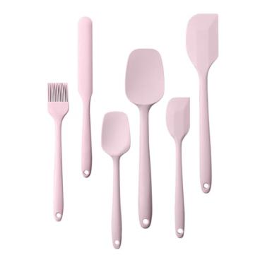 Imagem de Conjunto de 6 espátulas de borracha de silicone de grau alimentício para assar, cozinhar e misturar, altamente resistente ao calor, antiaderente, lavável na lava-louças, resistente ao calor até 315 °C