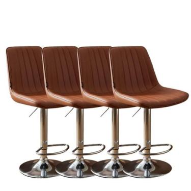 Imagem de Kit 4 Banqueta Bar Concha Ajustável em material ecológico Design Moder