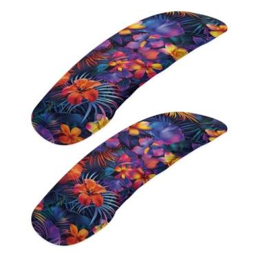 Imagem de SAJJWHHR Capa de apoio de braço para cadeira de escritório com estampa de hibisco, capas reutilizáveis para descanso de braço, cadeiras giratórias antipoeira, conjunto com 2