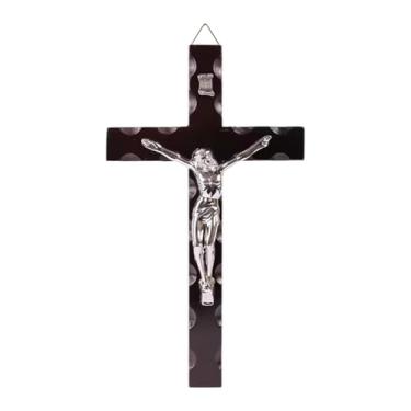 Imagem de XLWLLNJ Crucifixo de Parede, Cruz de Madeira, Estátua de Jesus, Ornamento, Pingente, Decoração Religiosa, Figura para Entrada, Adequado para Decoração, Jesus Branco 17.3x30cm, Tamanho real