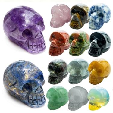 Imagem de AierCrystal 14 Peças De 1 Polegada Cristais Naturais, Caveiras, Gemas Minerais, Cabeça Fantasma, Polidas, Esculpidas, Cura Reiki, Presente, Decoração Mesa Para Casa, Artesanato Em Pedra, Estátuas (C