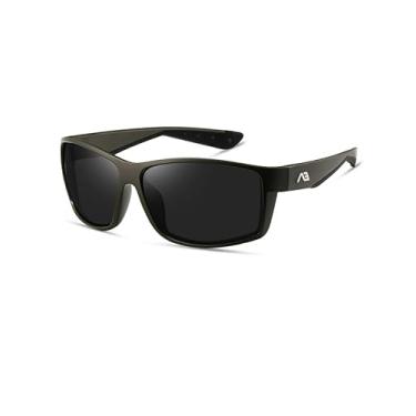 Imagem de Óculos de sol esportivos retangulares polarizados para homens e mulheres, ciclismo, condução, pesca, proteção UV400, Verde militar/preto, M