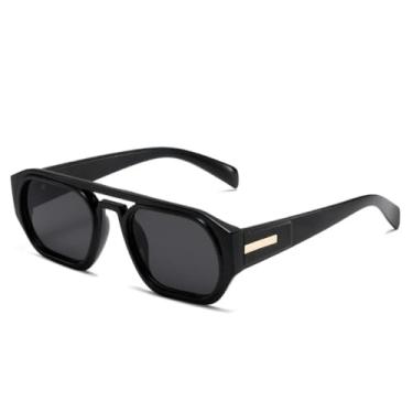 Imagem de VFDHN Óculos de sol retrô com ponte dupla, estilo polígono, feminino, fashion, uv400, masculino, transparente, degradê (2)