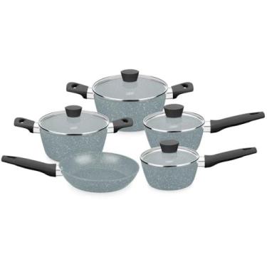 Imagem de Jogo de Panelas 5 Peças Linha Carmela Ceramic-Flon cor Cinza MTA - 8427