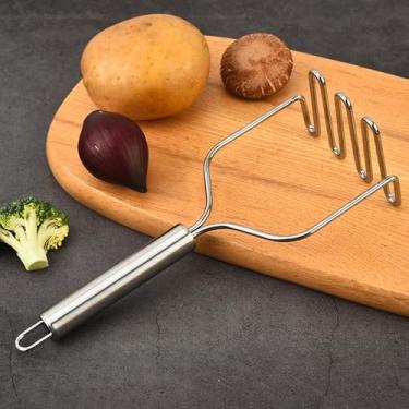 Imagem de Esmagador de batatas de aço inoxidável ferramenta de cozinha com cabo ergonômico antiderrapante e cabeça de arame esmagador manual durável para purê de batatas suave