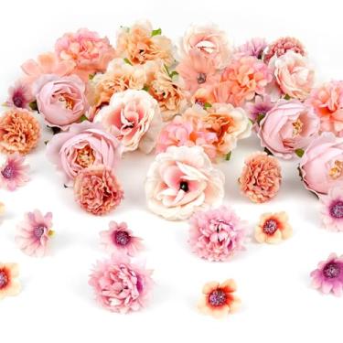 Imagem de Mini cabeças de flores artificiais rosa artificiais falsas peônia margarida rosa flores para artesanato guirlanda festa de casamento faça você mesmo