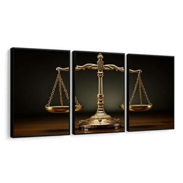 Imagem de Quadros Decorativos Advogado Escritório Direito Balança Da Justiça Dourada Profissão Com Moldura