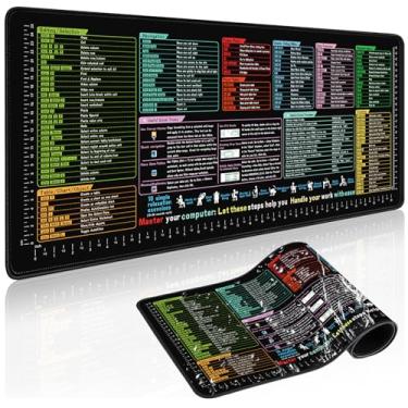 Imagem de Excel/Word/Photoshop/Gmail/Windows/Midjourney Teclas de atalho Mouse Pad - Folha de Cheat Large XL Gaming Mousepad, PC Office Spreadsheet Keyboard Mat, Borda costurada antiderrapante (Excel com 13