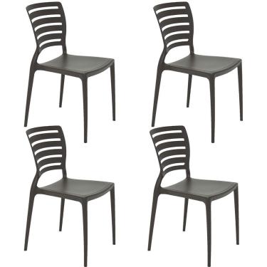 Imagem de Kit 4 Cadeiras Tramontina Sofia Marrom sem Braços com Encosto Vazado Horizontal 92237109