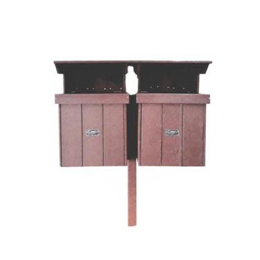 Imagem de Lixeira Dupla Madeira Plástica Marrom 32L Cada Cesto com Tampa Quadrad