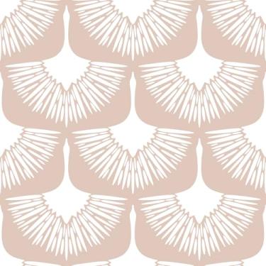 Imagem de LACHEERY Papel de parede rosa claro de 44,5 cm x 698,5 cm (44,5 x 698.5 cm) papel de parede de pássaros rosa branco papel de parede boho autoadesivo removível papel de contato para armários paredes