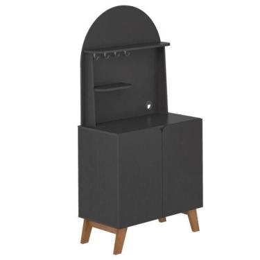 Imagem de Aparador Cantinho Cafe 2 Portas 80 Cm 4678 Preto Arly - MILANI MOVELAR