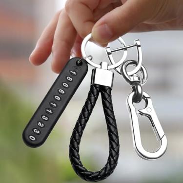 Imagem de Chaveiro de carro antiperda com etiqueta de número de telefone para proprietários de carros, ideal para organização de chaves, Prata, F