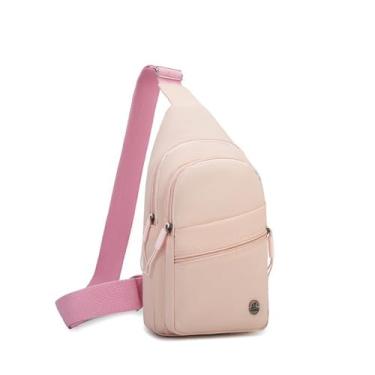 Imagem de Bolsa tiracolo pequena para mulheres e homens, mochila tiracolo de peito para viagens ao ar livre e caminhadas, rosa, Simplicidade