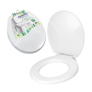 Imagem de Assento Sanitário Universal Oval Branco – Tampa Reforçada em Plástico Resistente e Durável