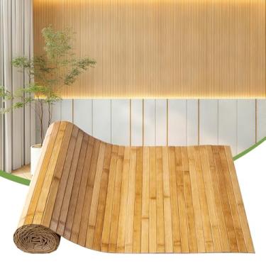 Imagem de FAKILO Revestimento de mastro de bambu natural para paredes armário de teto ilha de cozinha DIY decoração de casa em material renovável sustentável (carbonizado, 40 cm x 240 cm)