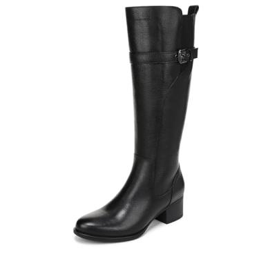 Imagem de Naturalizer Bota feminina Kenna Extra Wide Calf Western, Couro preto, 42