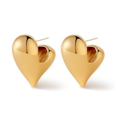 Imagem de KELMALL Brincos femininos de argola de ouro 14 K, hipoalergênicos, grossos, redondos, não manchados, para orelhas sensíveis, Latão, Sem pedra preciosa