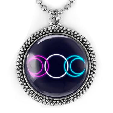 Imagem de Colar Deusa da Lua Tripla - Pingente de fases da lua brilhante, joia celestial feita à mão, prata ou preto - 996-RN, Large, Metal, Sem Pedra Preciosa