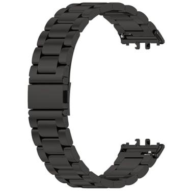 Imagem de Pulseira de relógio de aço inoxidável compatível com Samsung Galaxy Fit 3 Smartwatch Pulseira ajustável para mulheres e homens (preto)