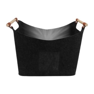 Imagem de Bothyi Cesto para lenha em feltro grosso com alça reforçada, ideal para transportar toras de lenha.