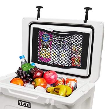 Imagem de Pacote com 2 Bolsas de Armazenamento Cooler, Bolsos Resilientes de Carro Elásticos de Nylon Elástico de Alta Capacidade de Armazenamento de Malha Mágica Resistente para Cooler YETI Tundra 45 Coolers e RTIC 45 Cooler Accessories