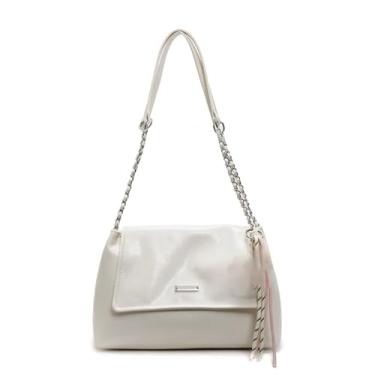 Imagem de Sacola de tecido feminina de couro vegano bolsas de ombro grandes para praia de verão (branca)