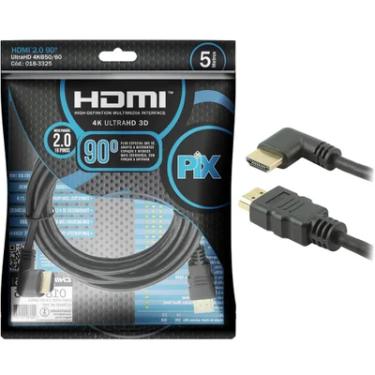 Imagem de Cabo HDMI L Pix, 5M, 90 Graus, Blindado, 2.0 Ethernet, 4K - 3D018-3325