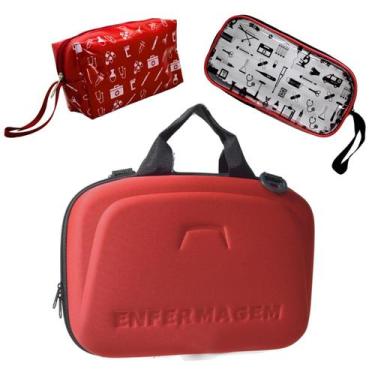 Imagem de Kit Maleta Bolsa Estagio Saude Case Aparelho Esteto - Love Saude, Verm